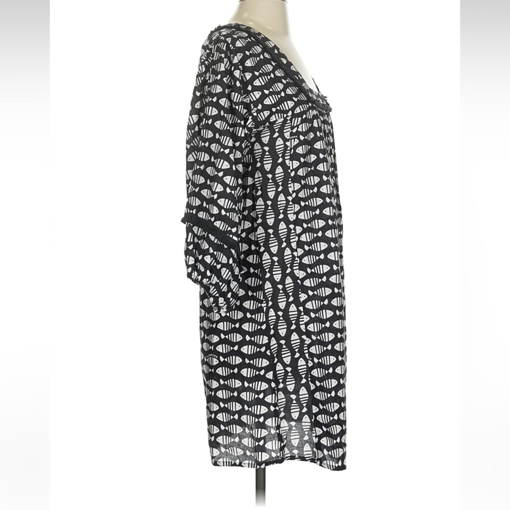 Tuckernuck Black and White Patterned Monochrome Cotton Shift Dress Size Small - Picture 4 of 6